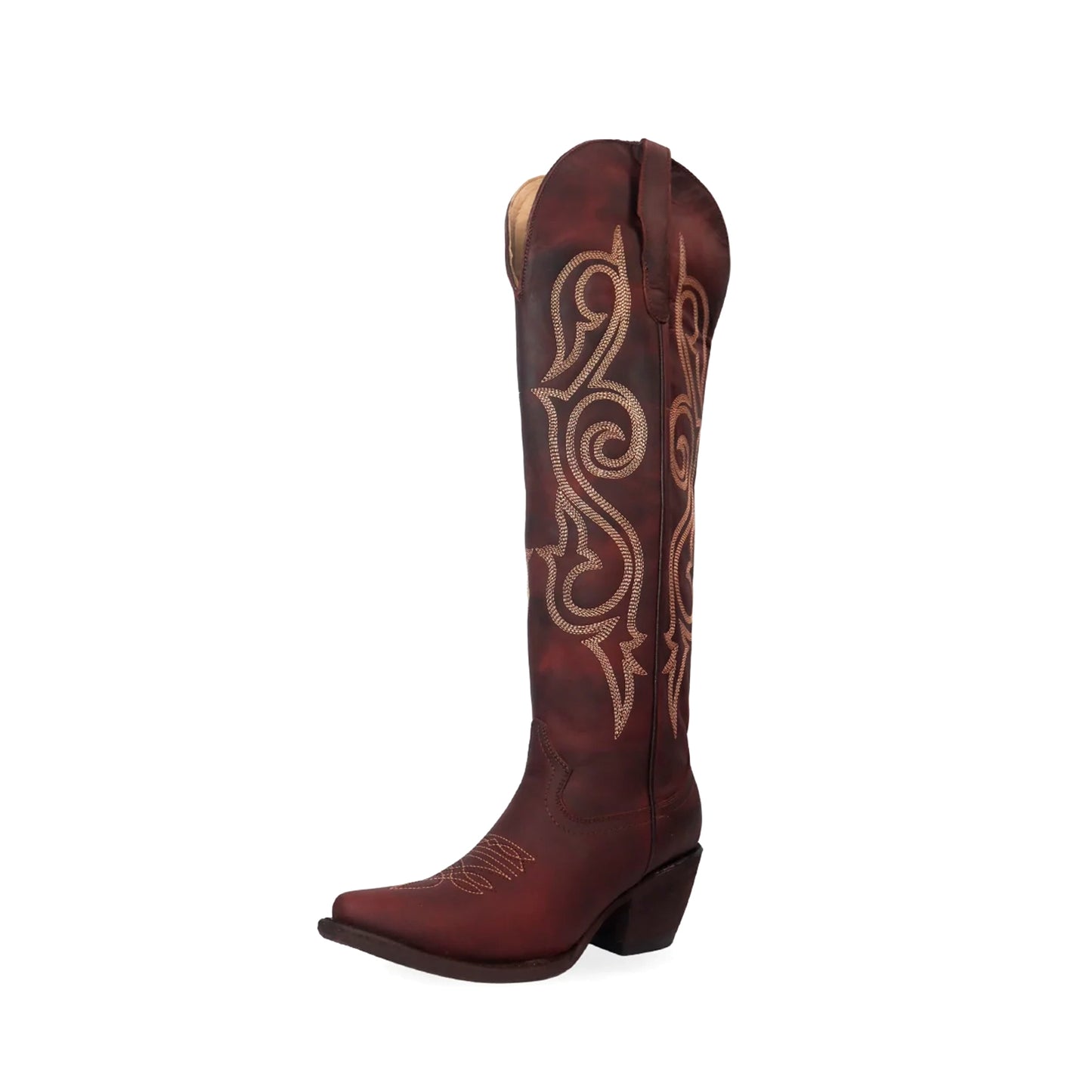Brandy Snip-Toe Classic Embroidery Wide Calf Knee High Tall Cowgirl Boots