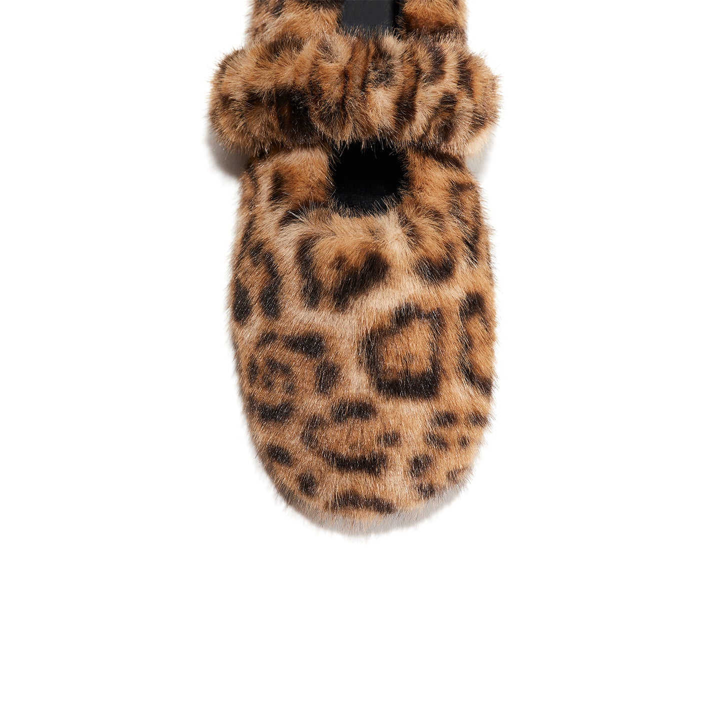 Leopard Plush Round-Toe Bridge Strap Flats