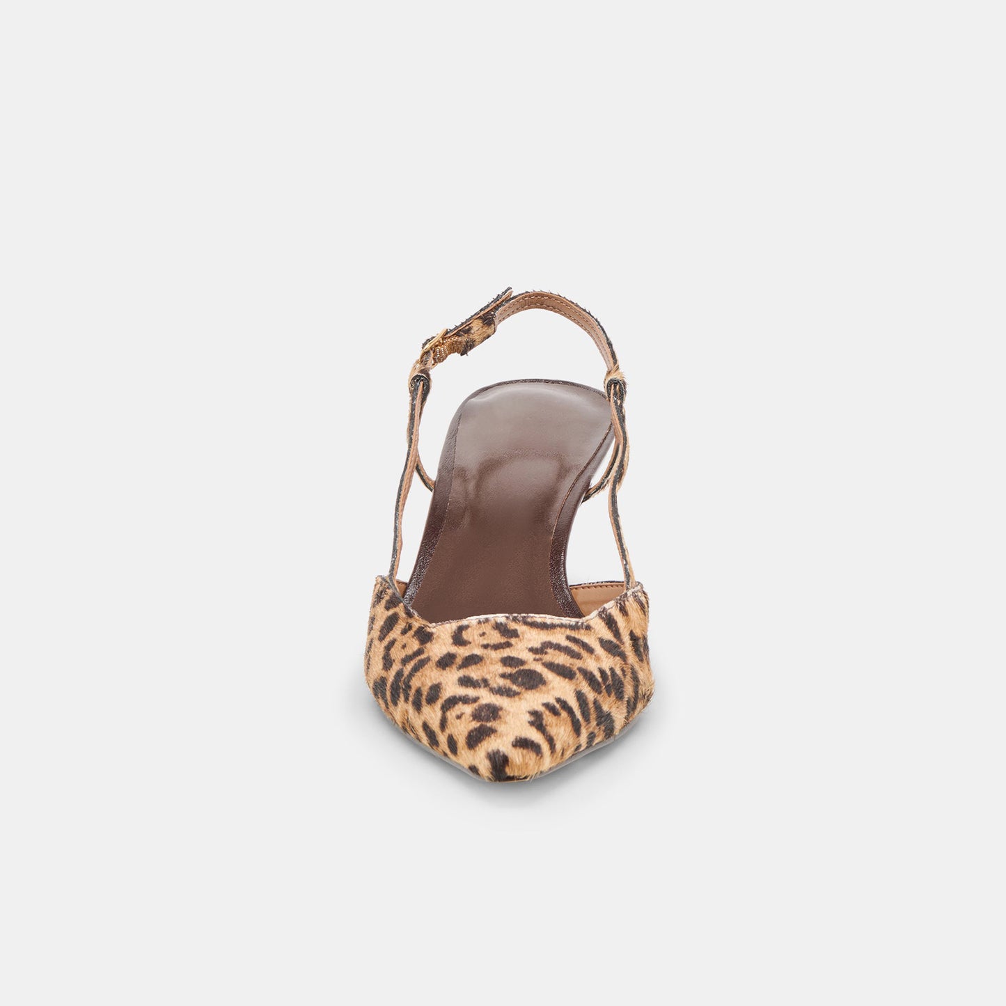 Leopard Pony Hair Print Pointed-Toe Classic Slip-On Slingback Kitten Heels