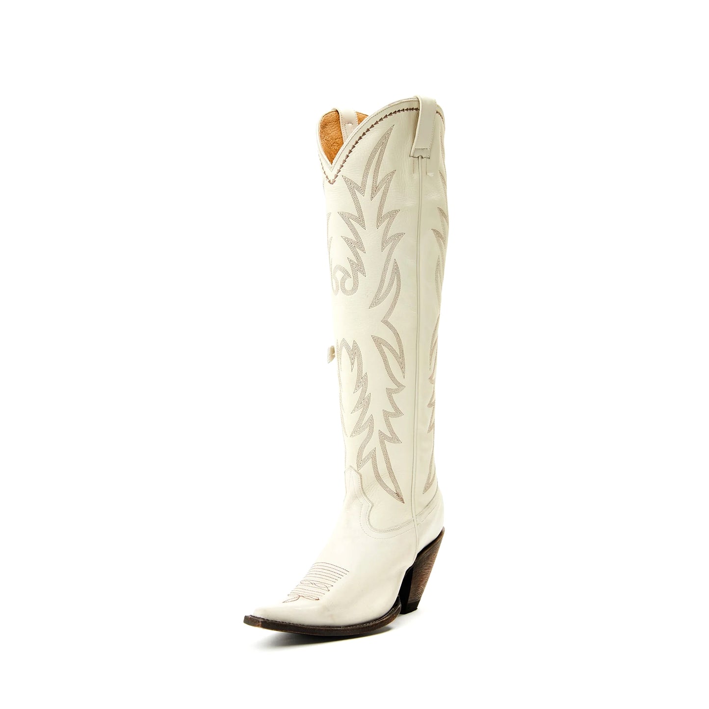 Sand Snip-Toe Embroidery Half-Zip Knee High Tall Cowgirl Boots