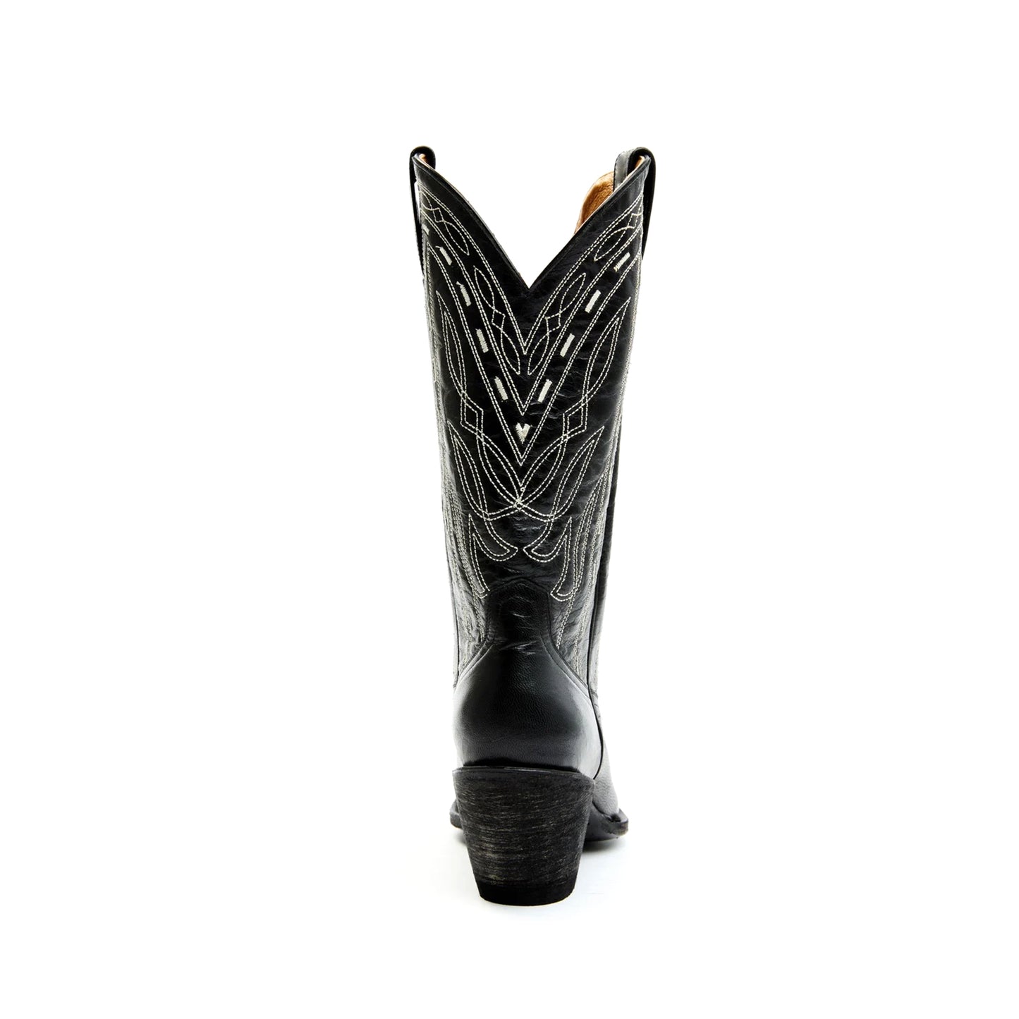 Black Pointed-Toe Western Embroidery Mid Calf Cowgirl Boots