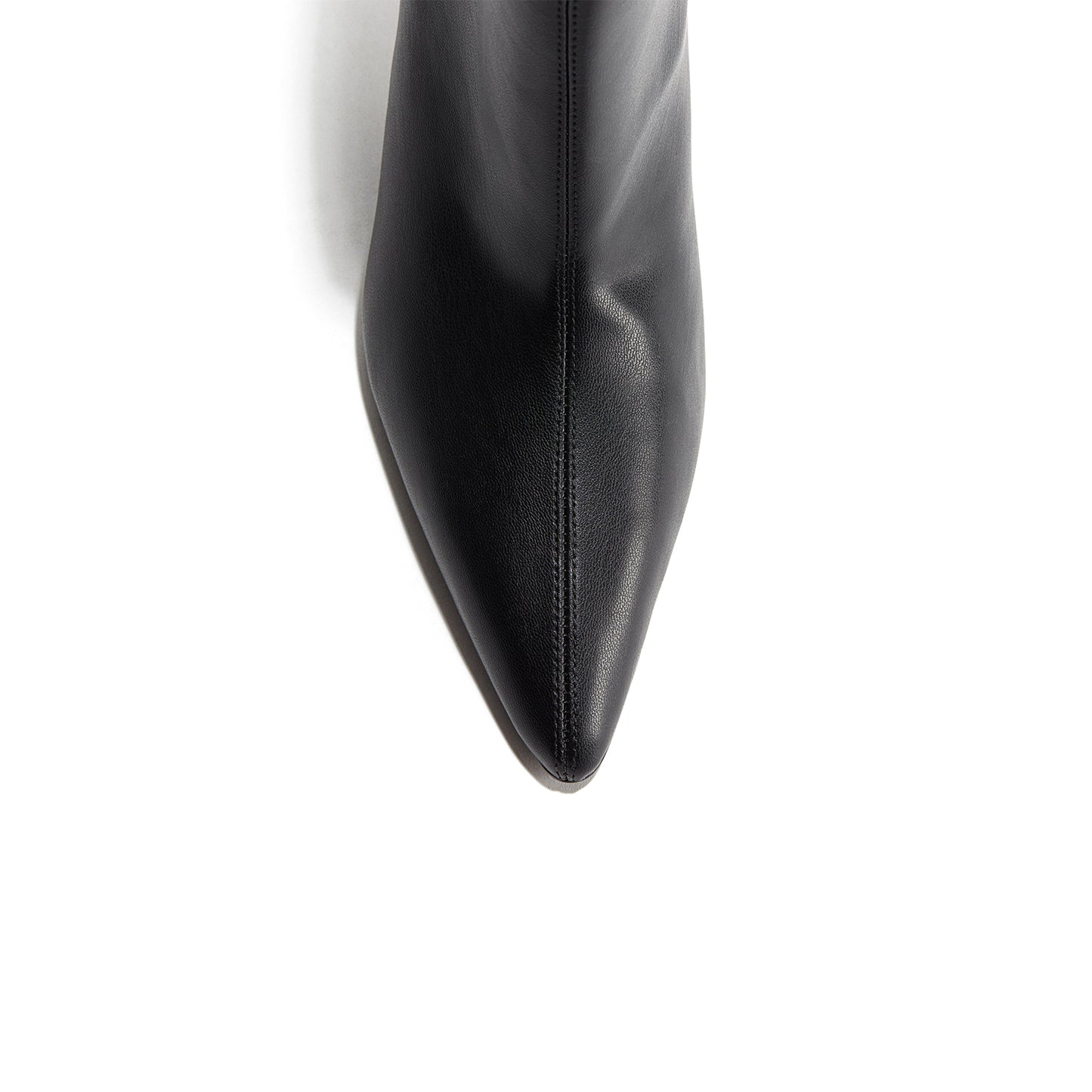 Black Vegan Leather Pointed-Toe Ankle Stiletto Boots