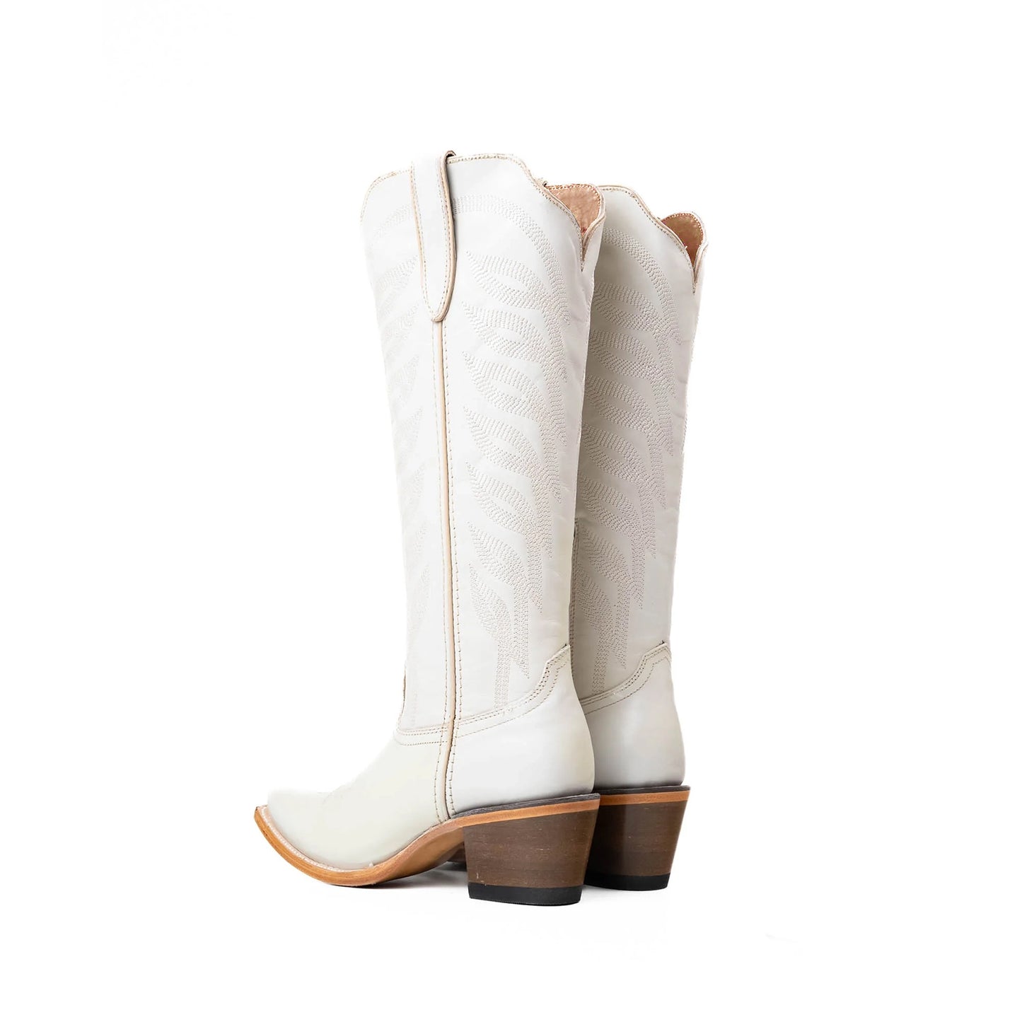 Bone Snip-Toe Half-Zip Embroidery Knee High Cowgirl Boots