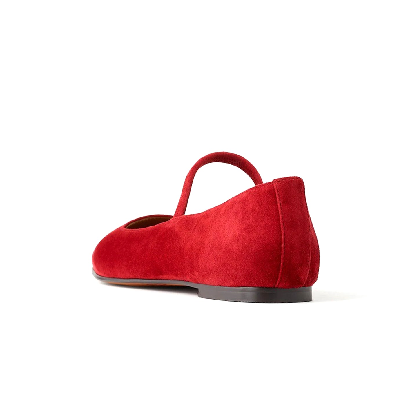 Dark Red Faux Suede Square-Toe Bridge Strap Slip-On Flats