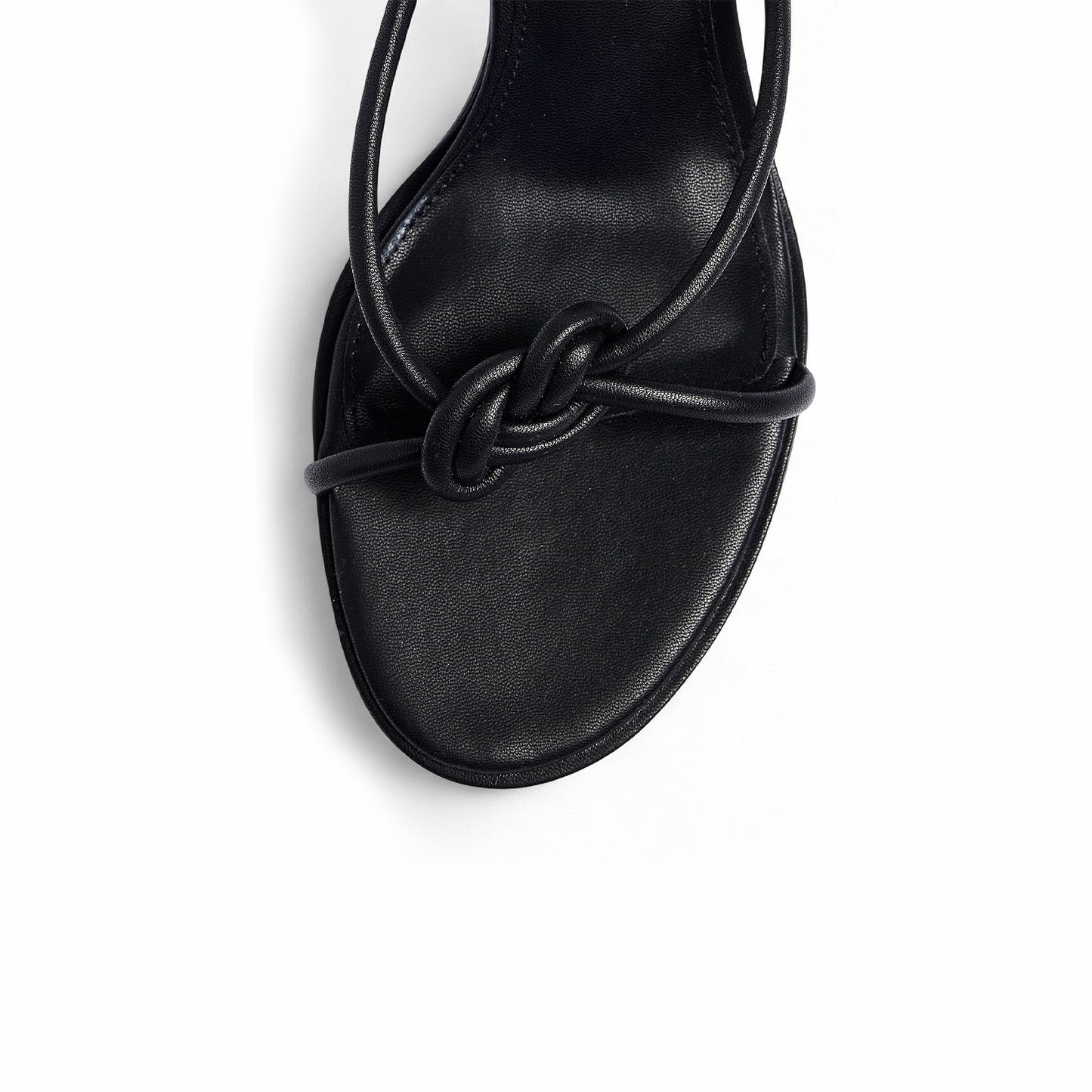 Black Round-Toe Front Knot Straps Backless Kitten Heels