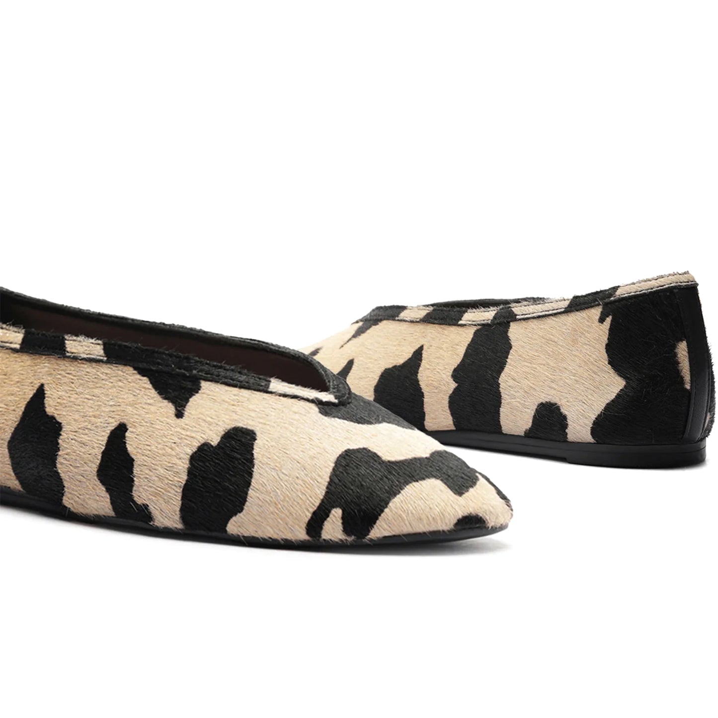 Cow Print Pony Hair Square-Toe Simple Ballet Flats