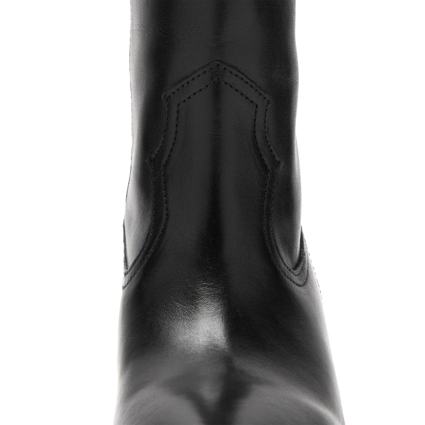 Black Vegan Leather Almond-Toe Simple Wide Calf Knee High Cowgirl Boots