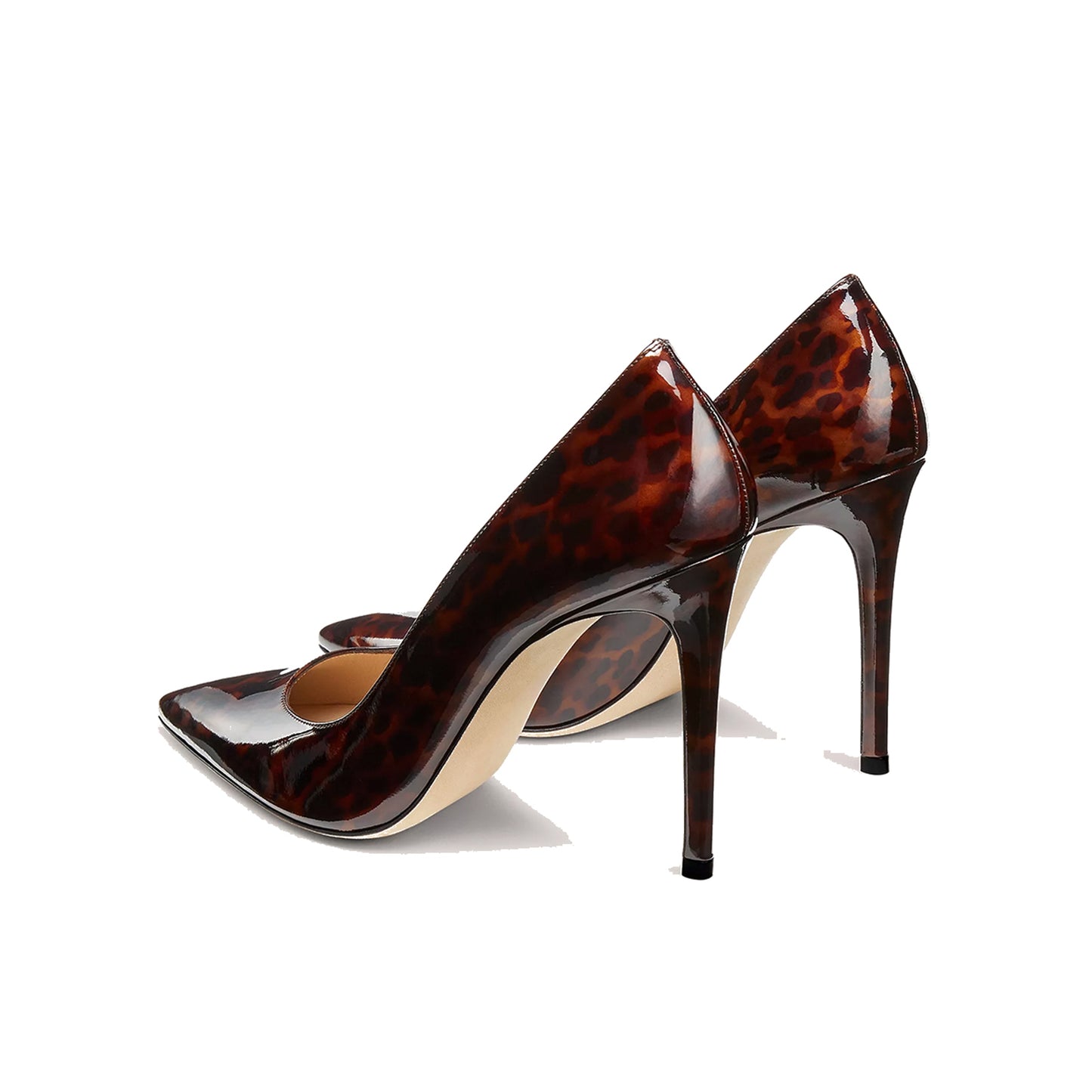Patent Leopard Pointed-Toe Slip-On High Heels