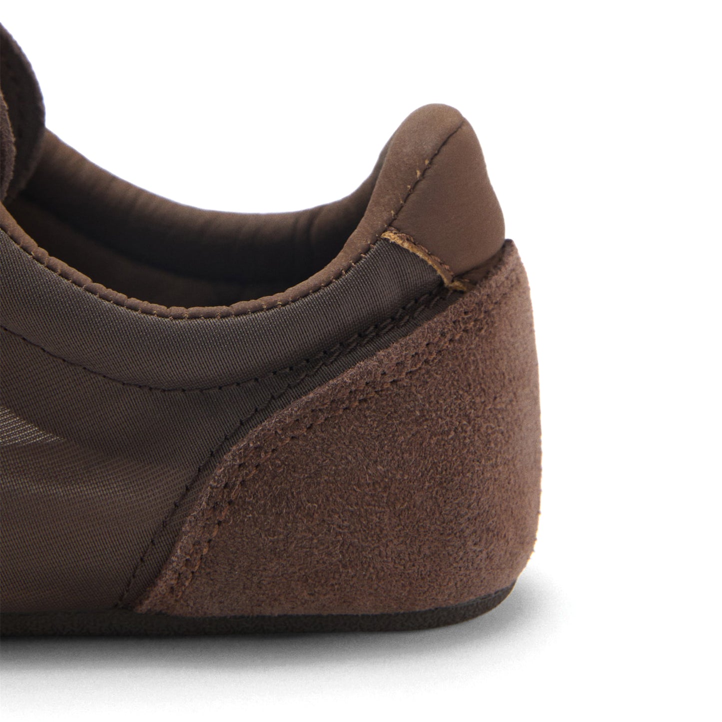Chocolate Faux Suede And Mesh Round-Toe Lace-Up Sneakers Flats