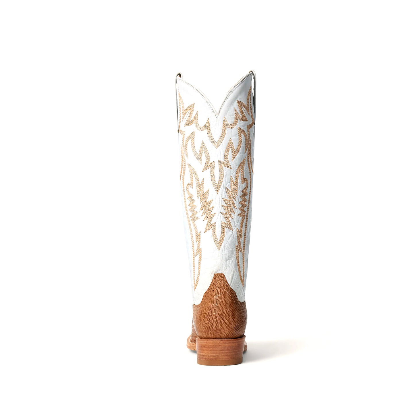 Contrast White And Tan Snip-Toe Embroidery Wide Calf Knee High Cowgirl Boots