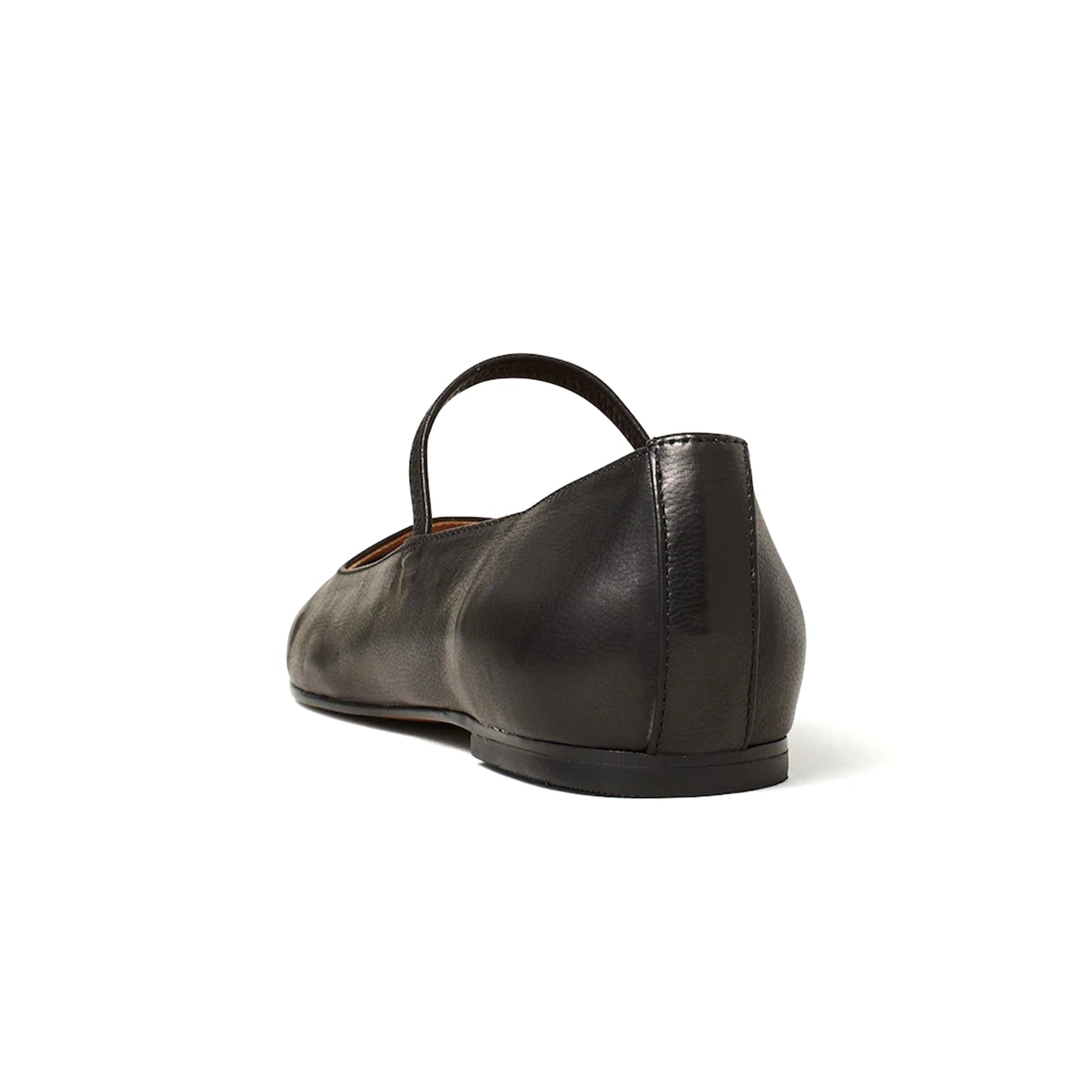 Black Vegan Leather Square-Toe Bridge Strap Slip-On Flats
