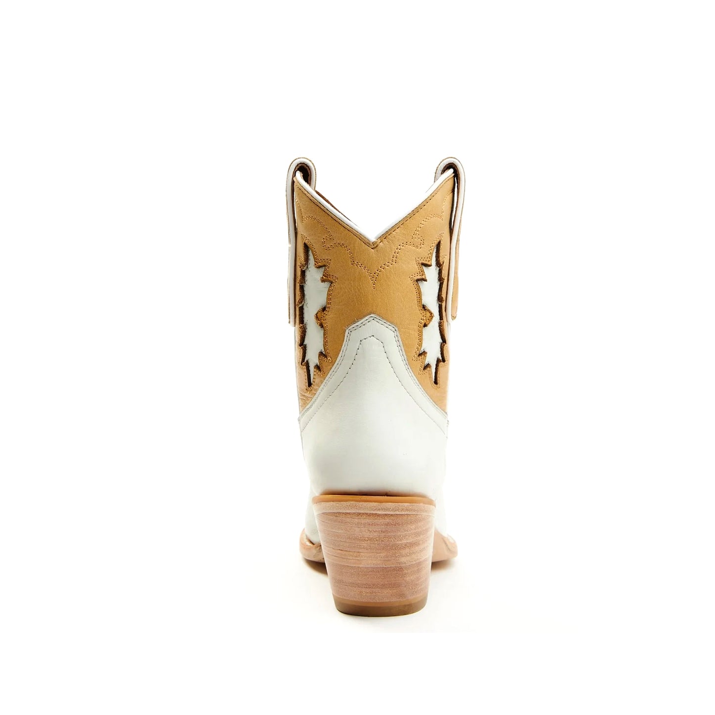 Contrast Beige and Khaki Pointed-Toe Inlay Ankle Cowgirl Boots