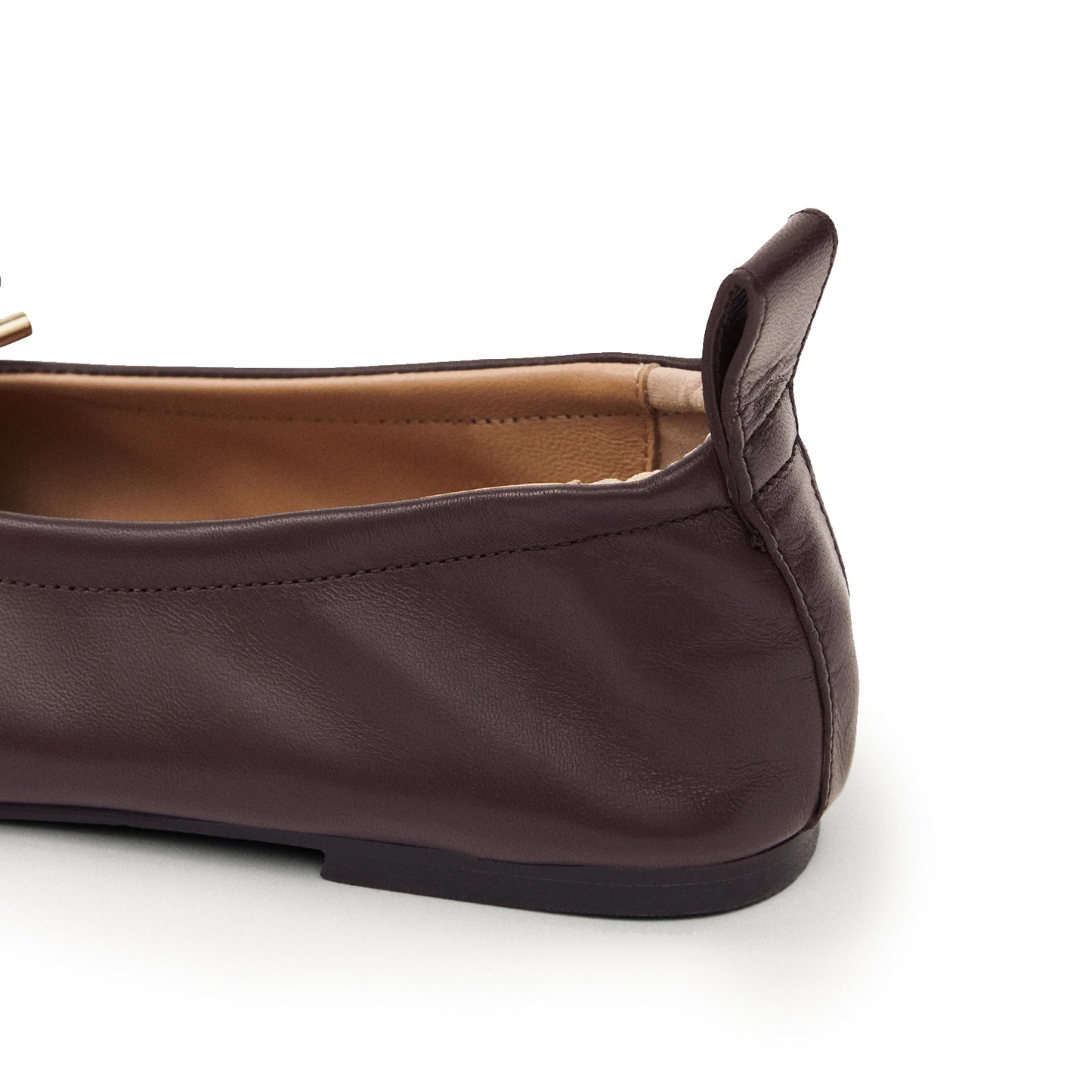 Brown Square-Toe Stretchy Ballet Flats