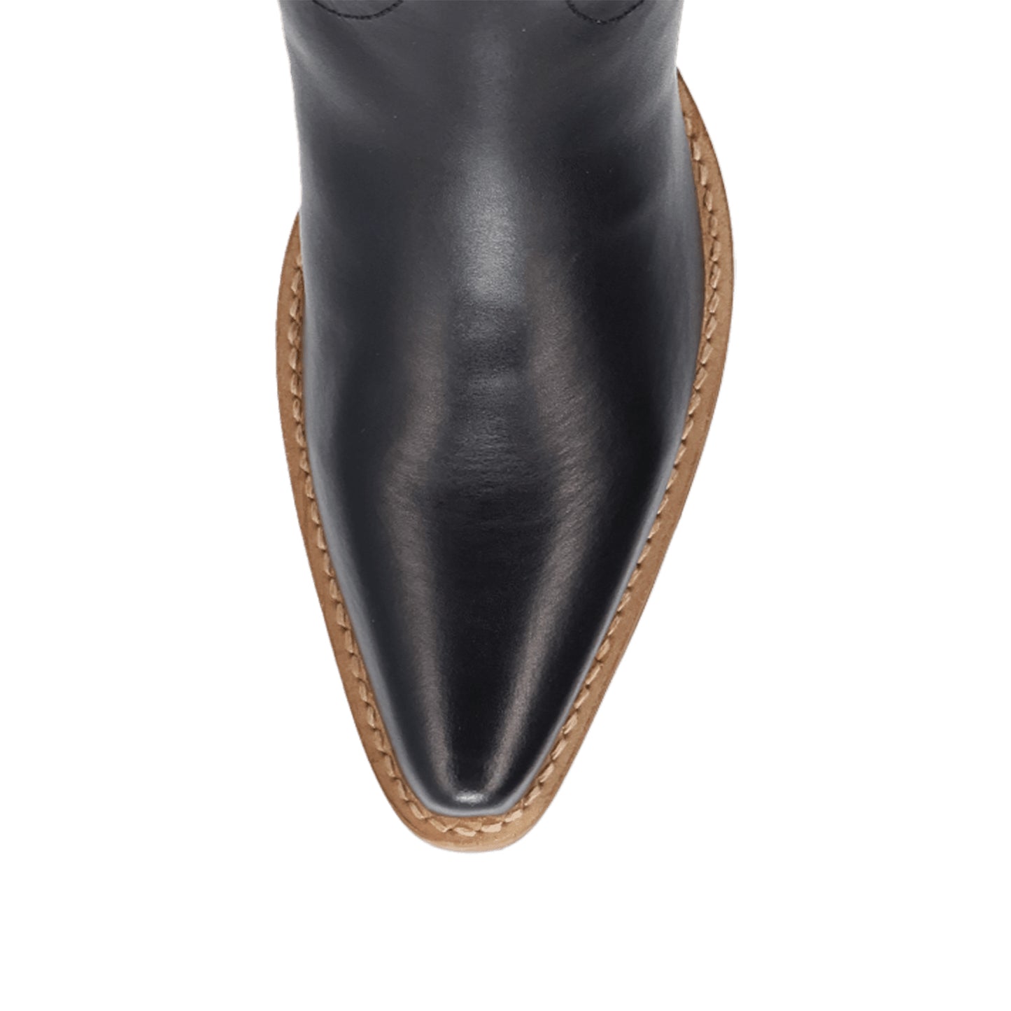 Black Snip-Toe Lightning Embroidery Mid Calf Classic Cowgirl Boots