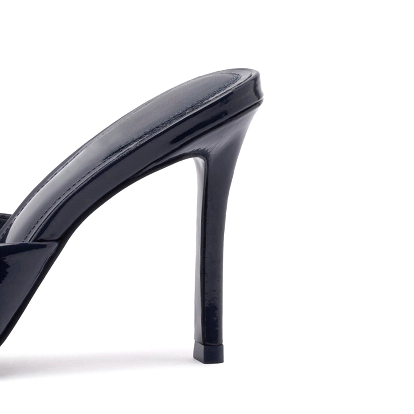 Patent Black Round-Toe Sleek Slip-On High Stiletto Heels