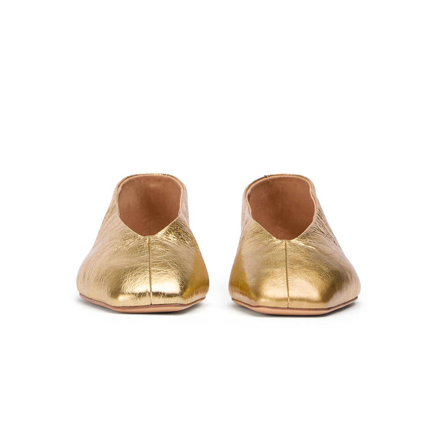 Metallic Gold Chic Square-Toe Slip-On Flats
