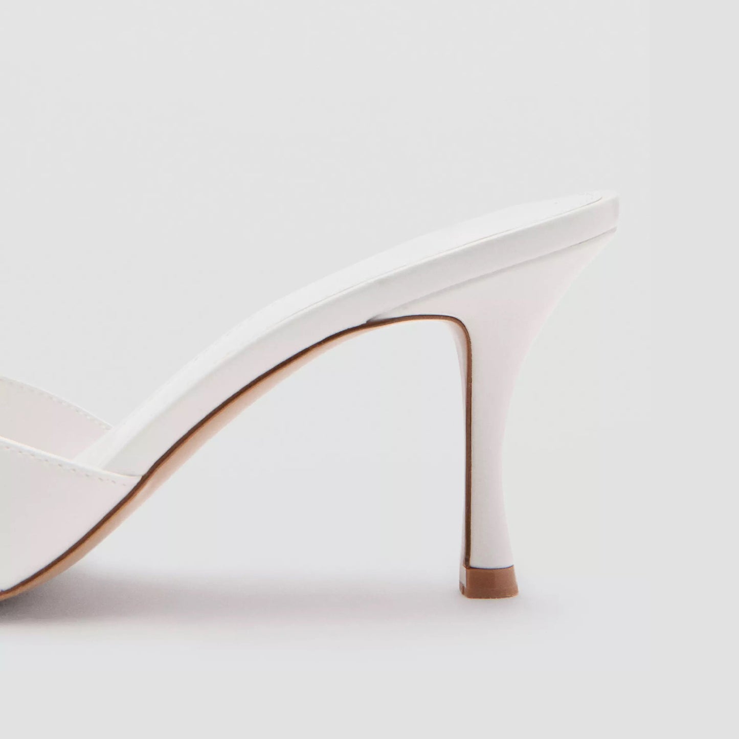 White Round-Toe Front Crossed Straps Slip-On High Heels