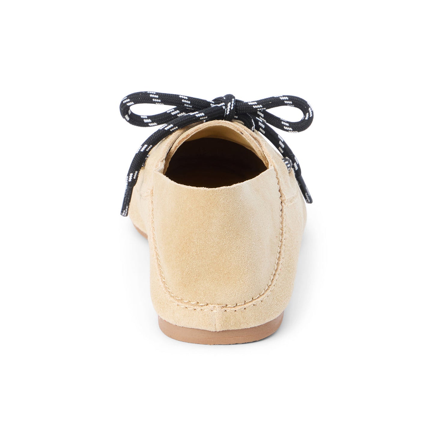 Nude Cow Suede Round-Toe Lace-Up Boat Shoes Flats