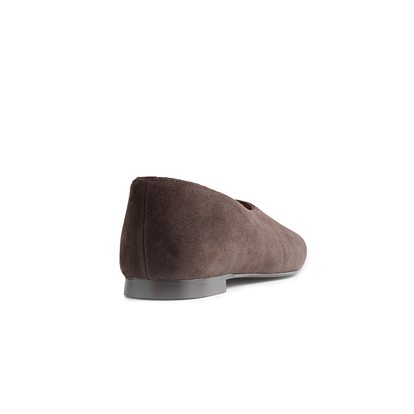 Dark Brown Faux Suede Square-Toe Ballet Flats