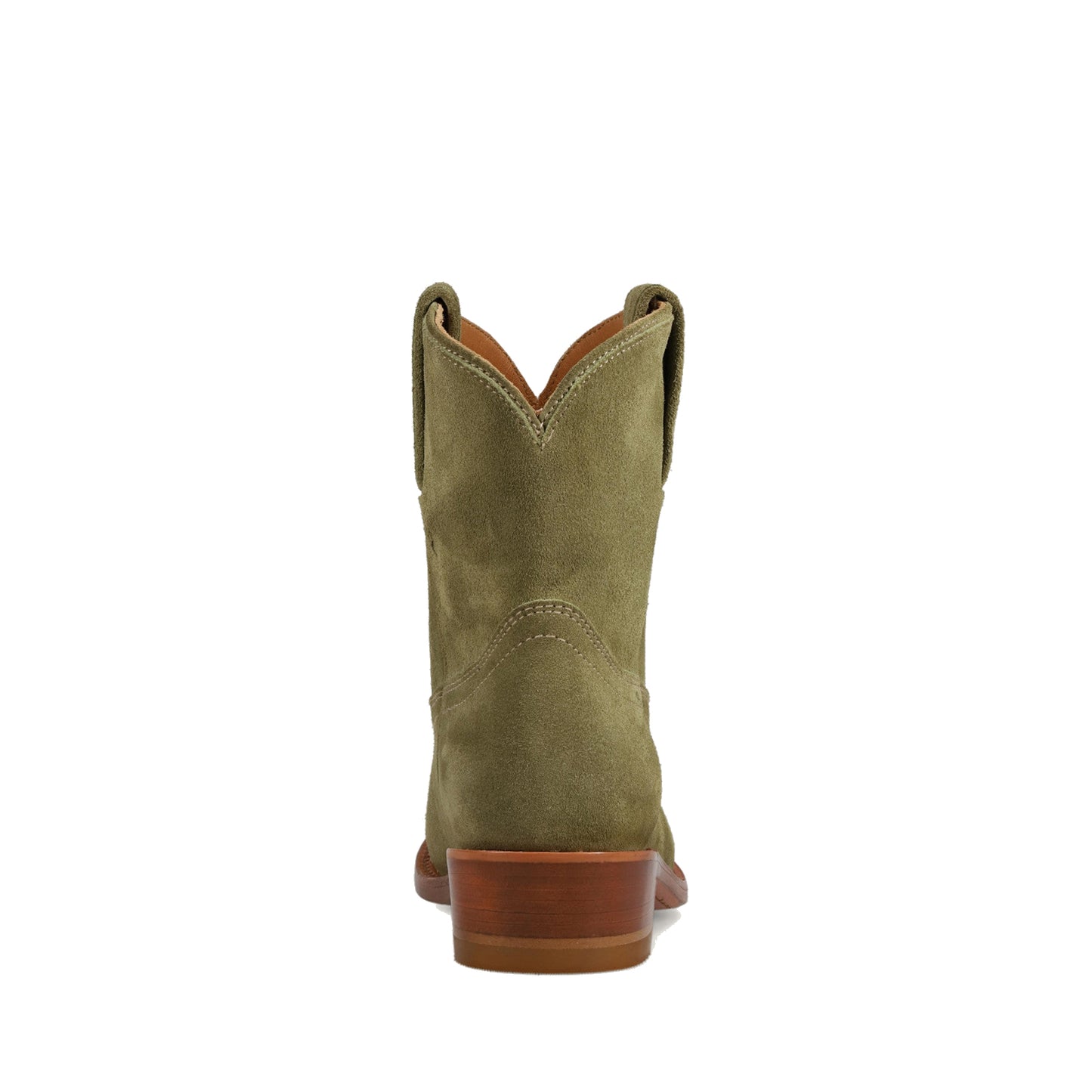 Jade Green Faux Suede Round-Toe Simple Slip-On Ankle Cowgirl Boots