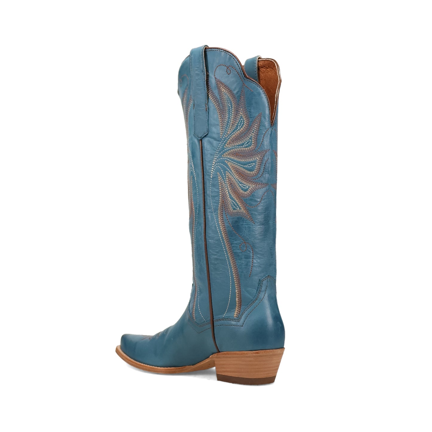 Blue Snip-Toe Grace Embroidery Mid Calf Cowgirl Boots