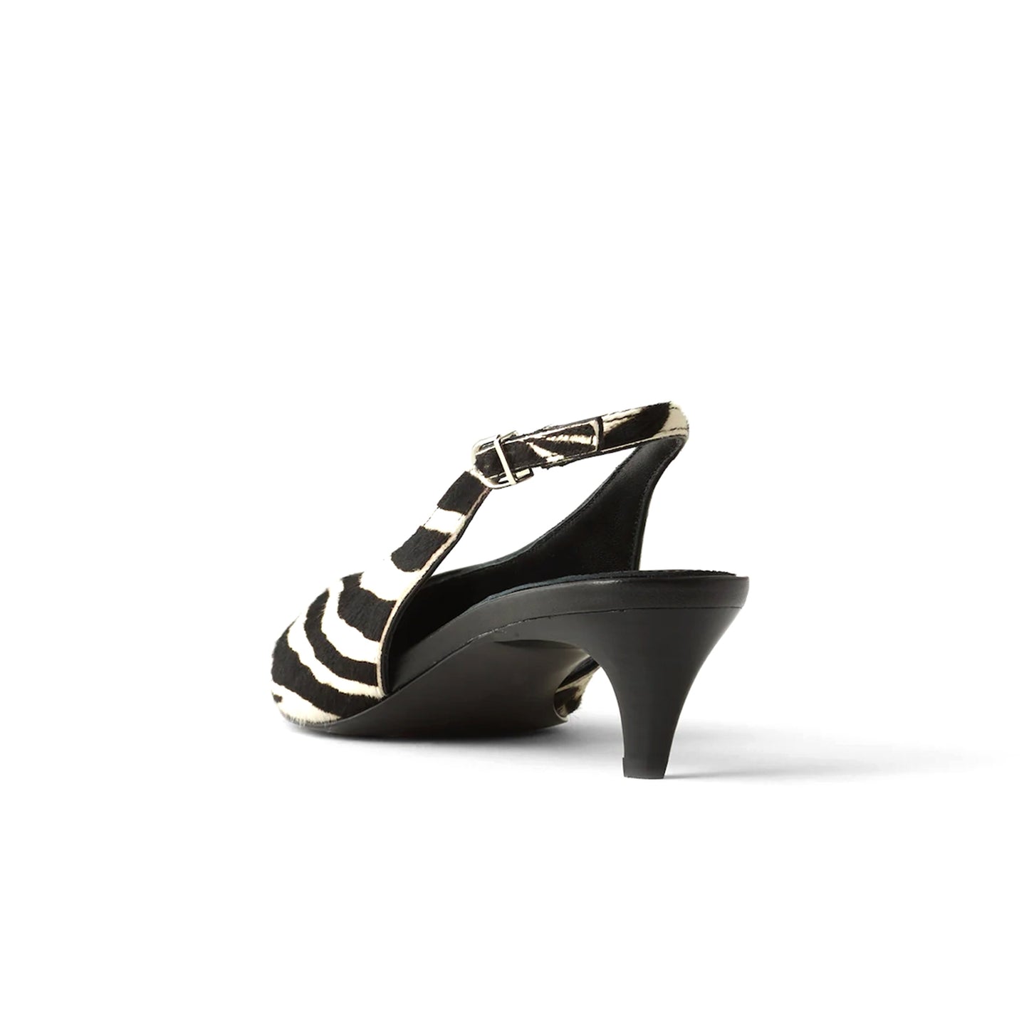 Zebra Print Pointed-Toe Slingback Slip-On Kitten Heels