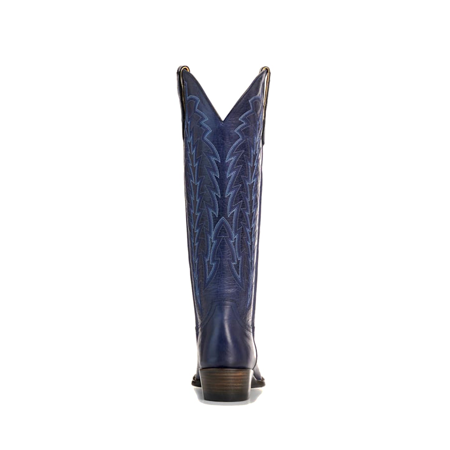 Dark Blue Snip-Toe Embroidery Sleek Mid Calf Classic Cowgirl Boots