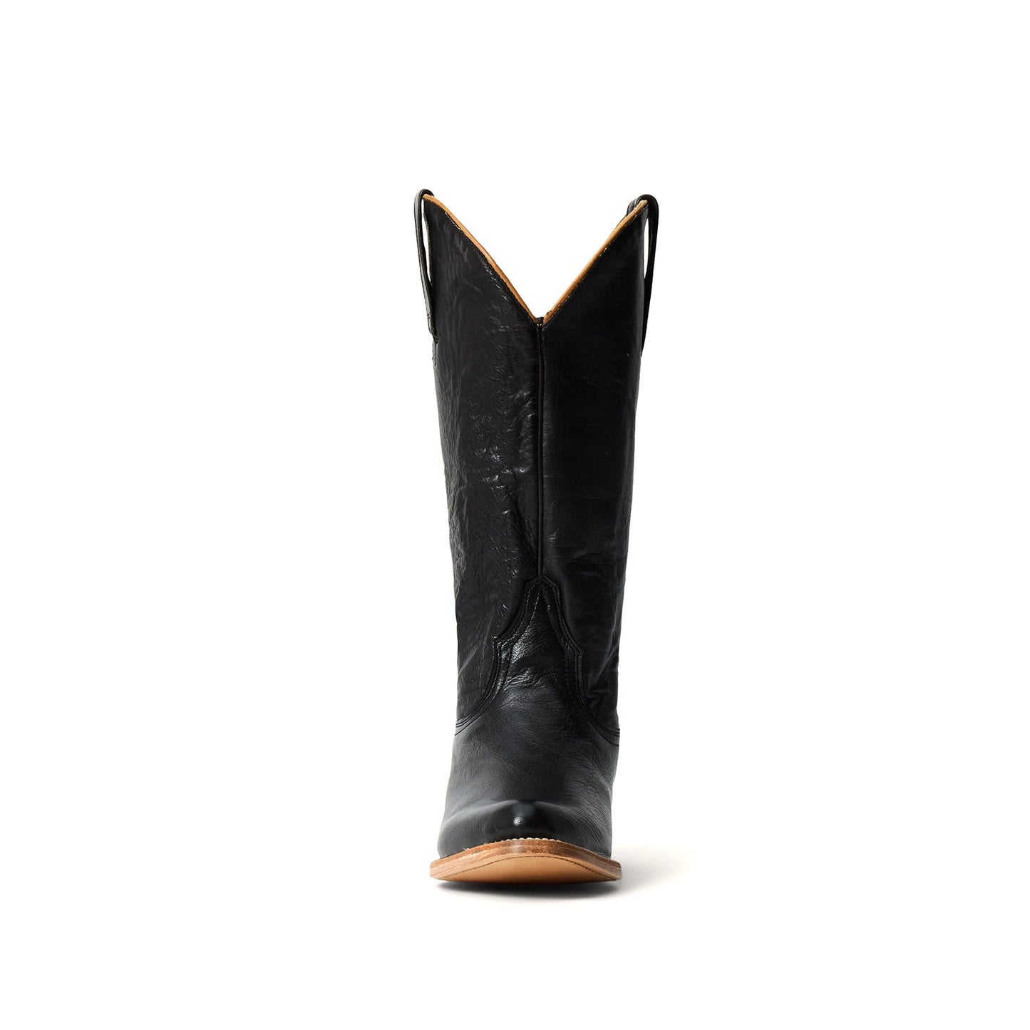 Black Pointed-Toe Simple Mid Calf Cowgirl Boots