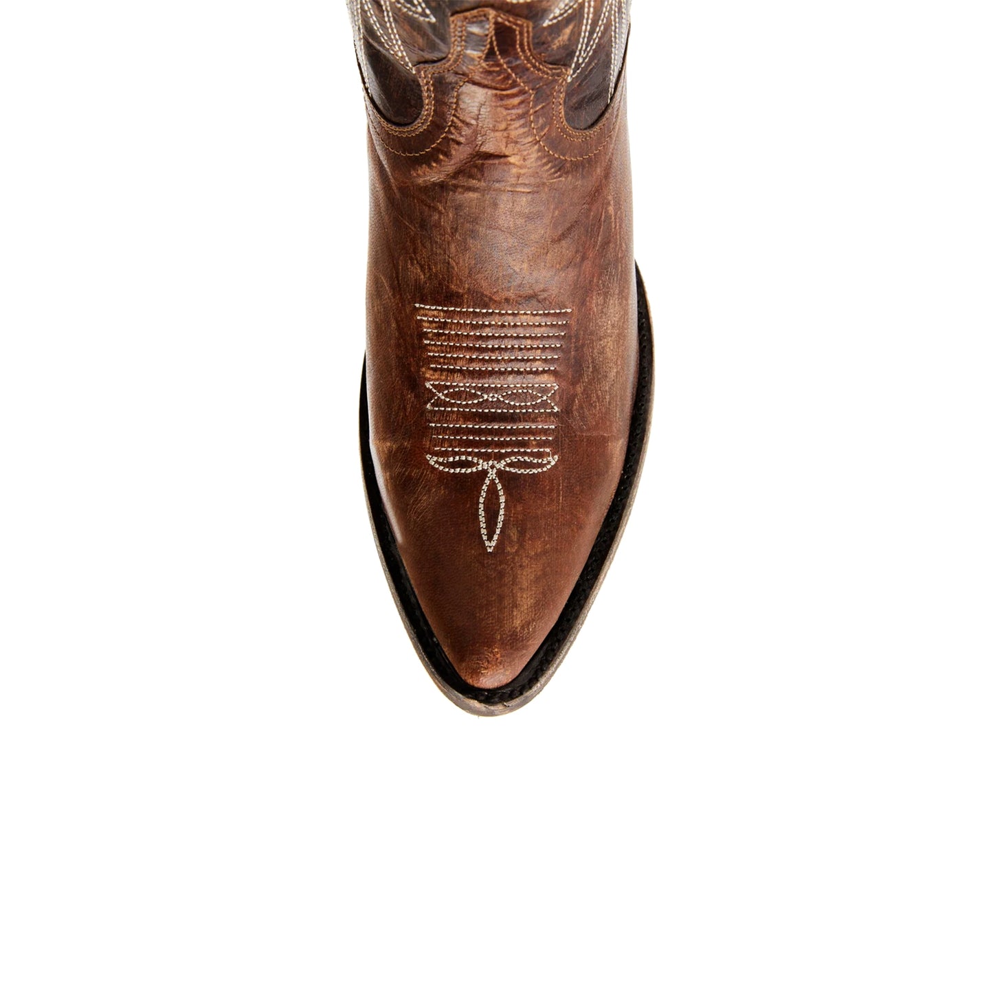 Dark Brown Pointed-Toe Western Embroidery Mid Calf Cowgirl Boots