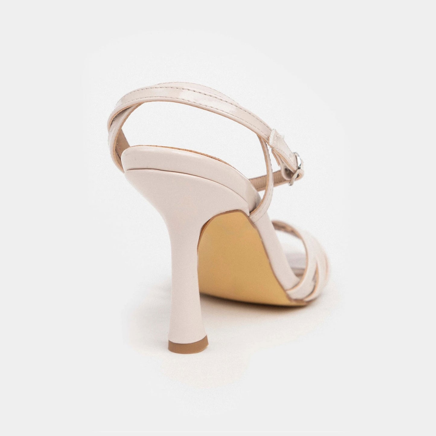 Ivory Pointed-Toe Strappy Back And Ankle Strap High Heels
