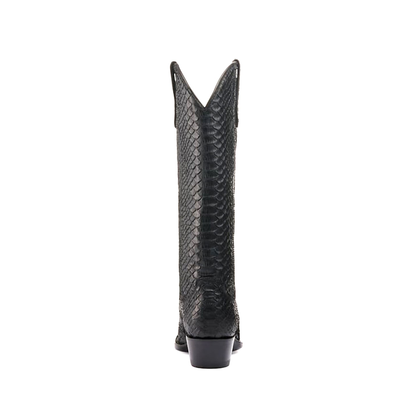 Black Snakeskin Print Snip-Toe Classic Wide Calf Knee High Cowgirl Boots