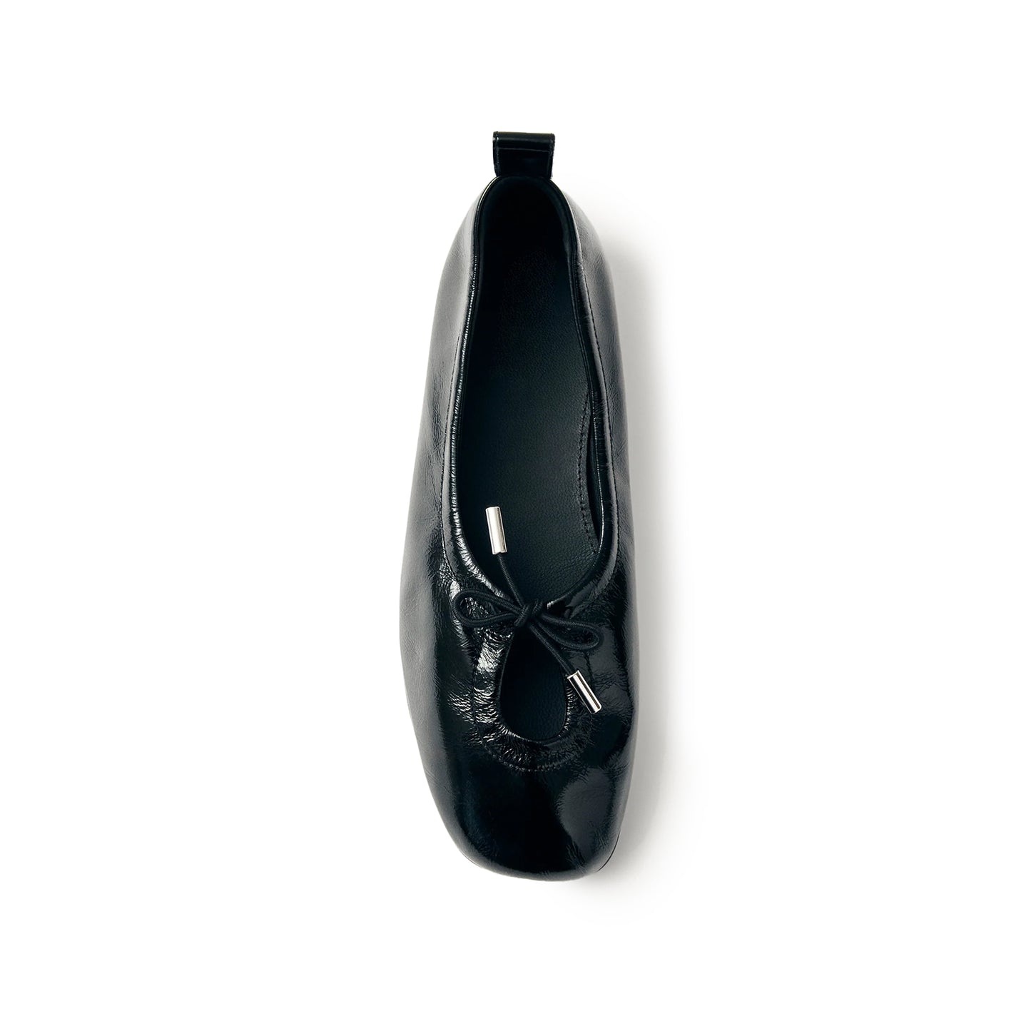 Patent Black Square-Toe Stretchy Ballet Flats
