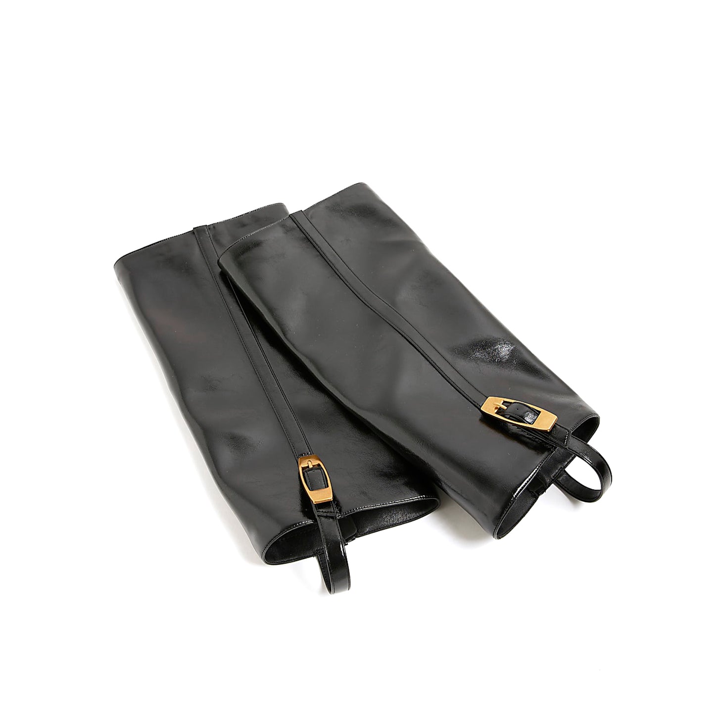 Black Pointed-Toe Dismountable Fold-Over Shaft Full-Zip Stiletto Boots