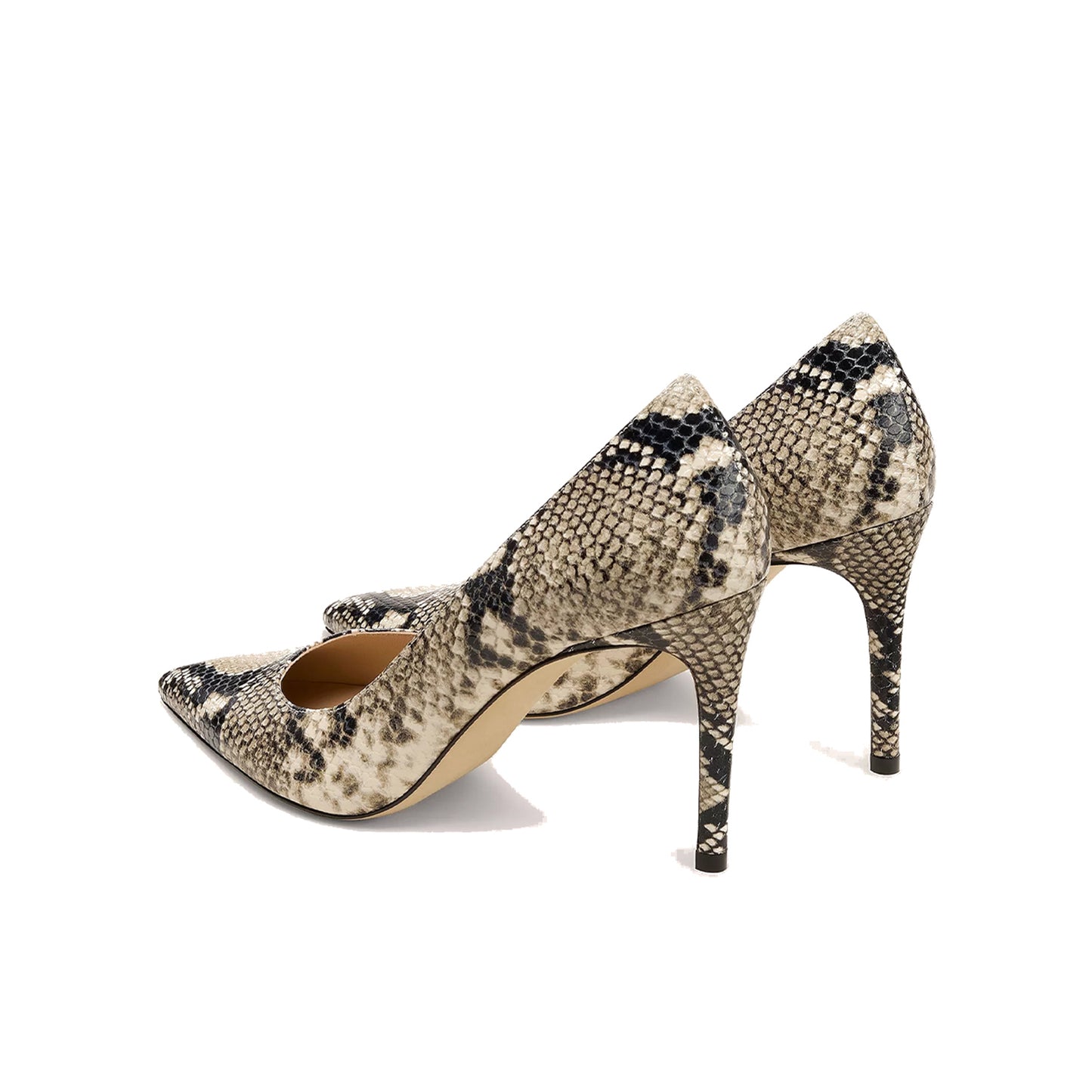 Snakeskin Print Pointed-Toe Slip-On High Heels