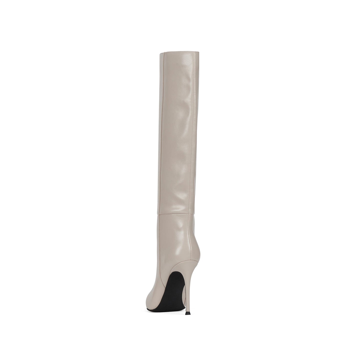 Beige Pointed-Toe Sleek Chic Wide Calf Knee High Stiletto Boots