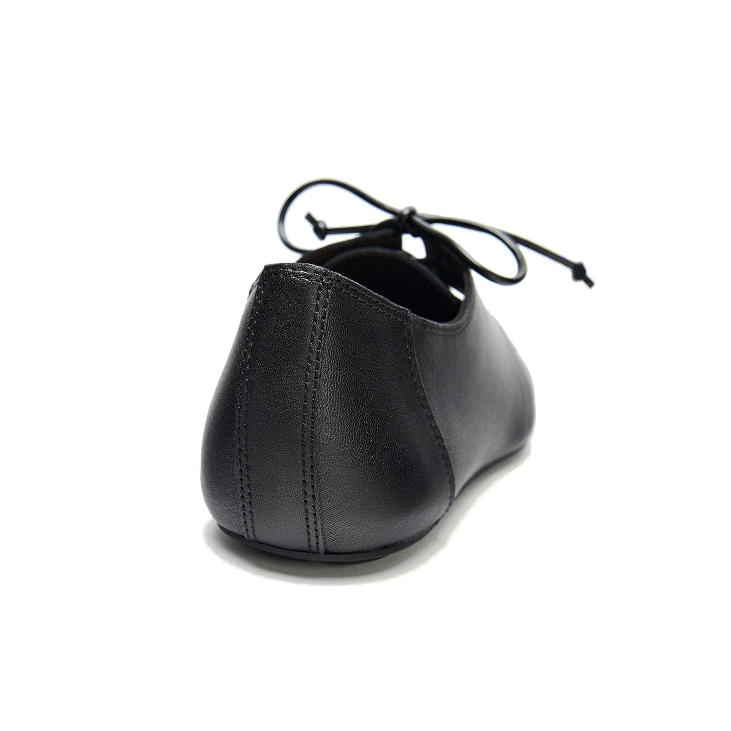 Black Square-Toe Classic Lace-Up Flats