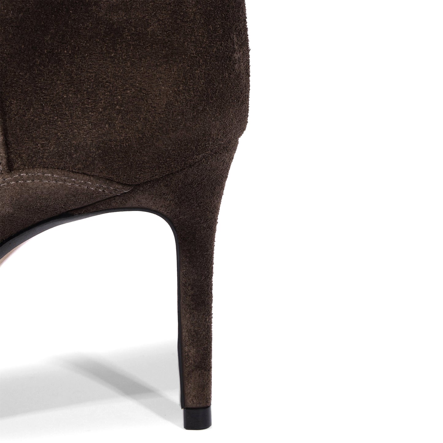 Dark Brown Faux Suede Pointed-Toe Slouch Wide Calf Knee High Stiletto Boots