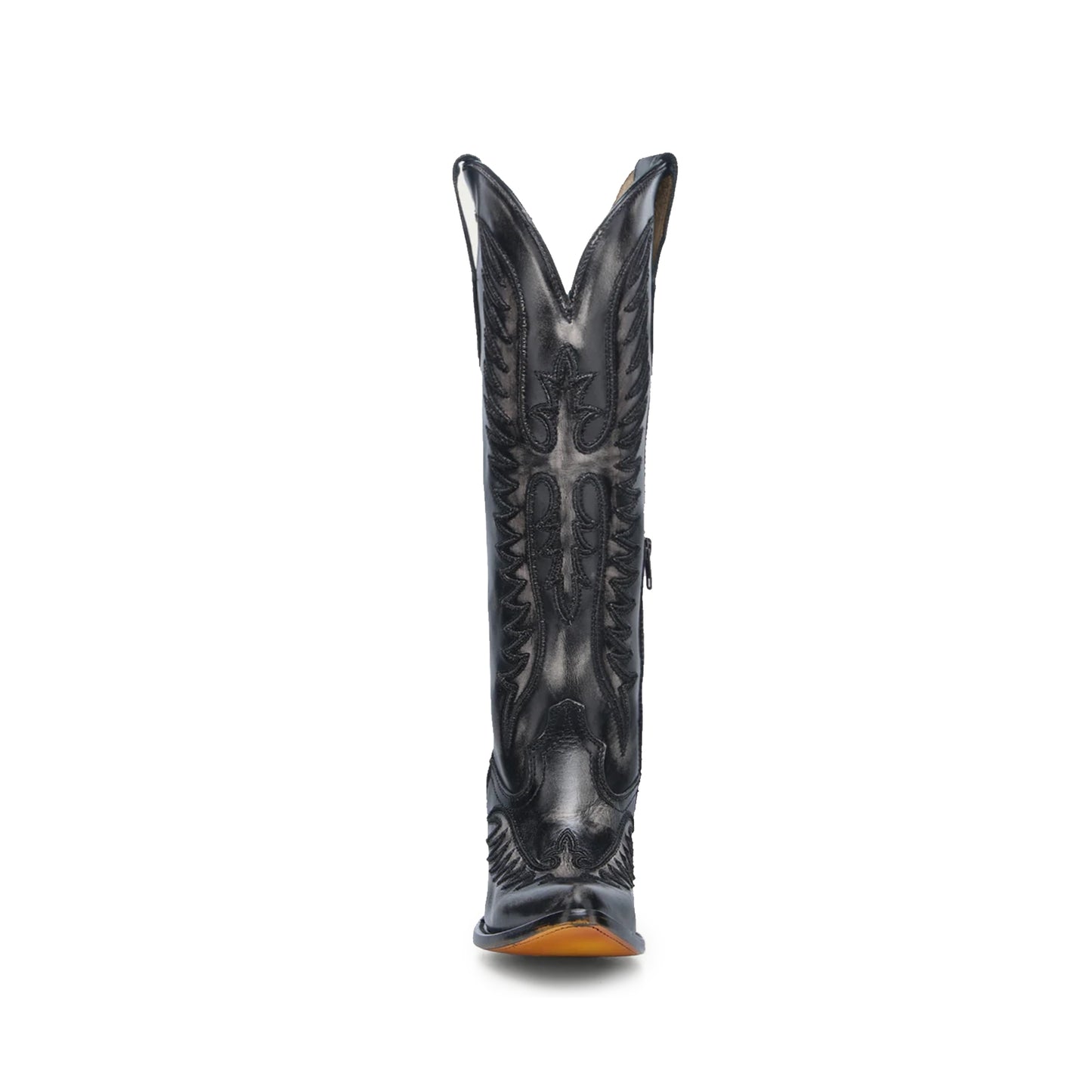 Blacked Bone Almond-Toe Embroidery Wide Calf Knee High Cowgirl Boots