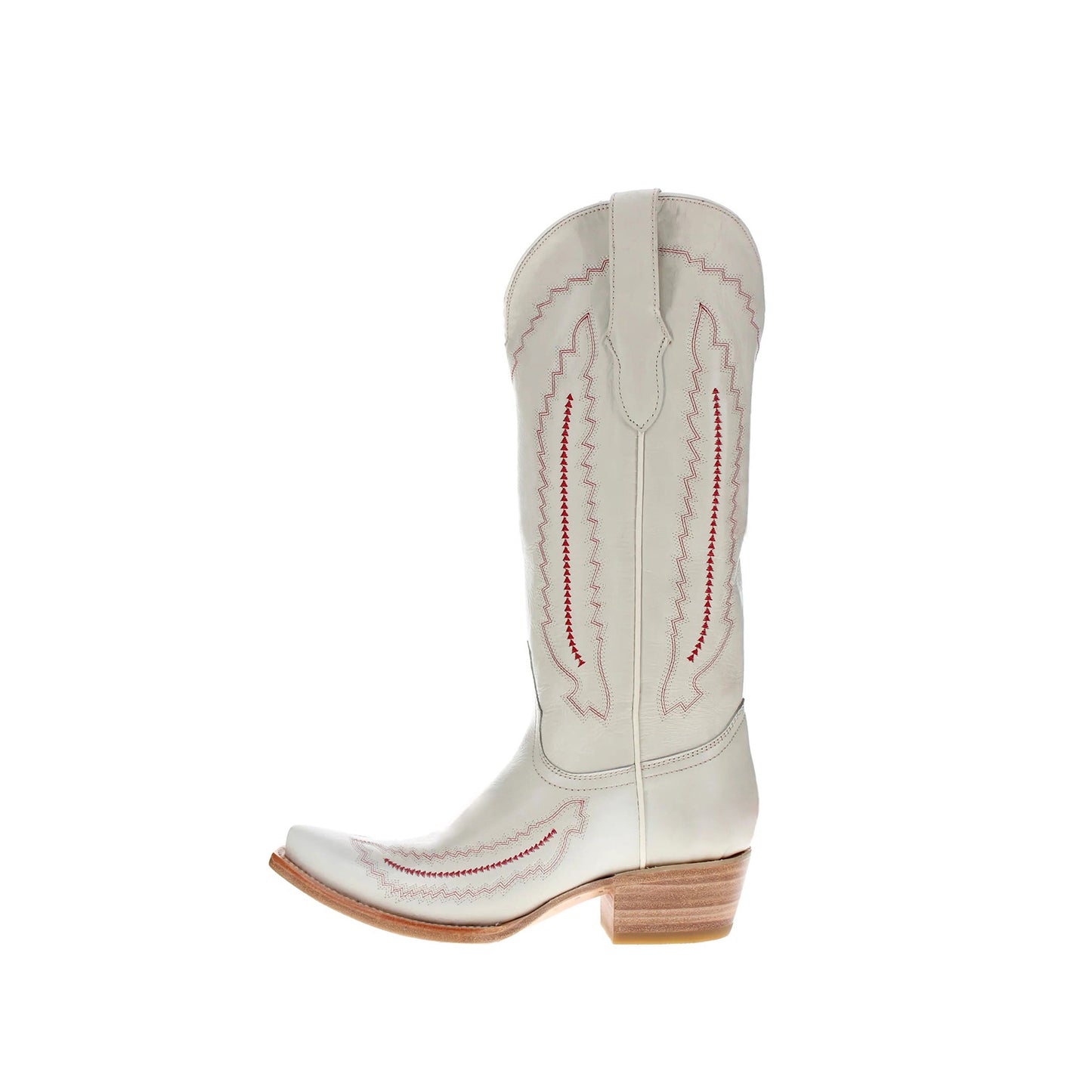 Beige Snip-Toe Stitch And Embroidery Wide Calf Knee High Cowgirl Boots