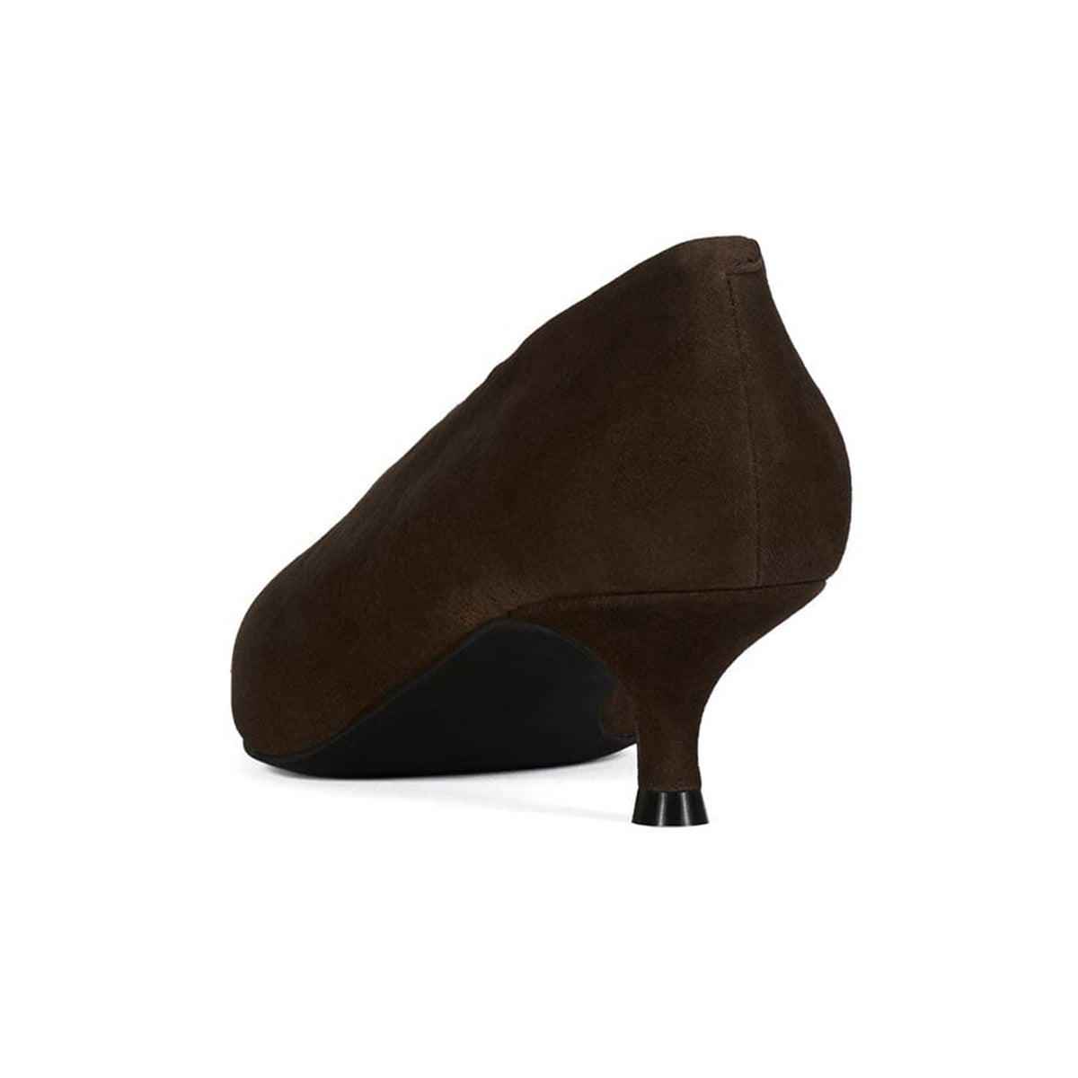 Dark Brown Faux Suede Pointed-Toe Slip-On Chic Kitten Heels