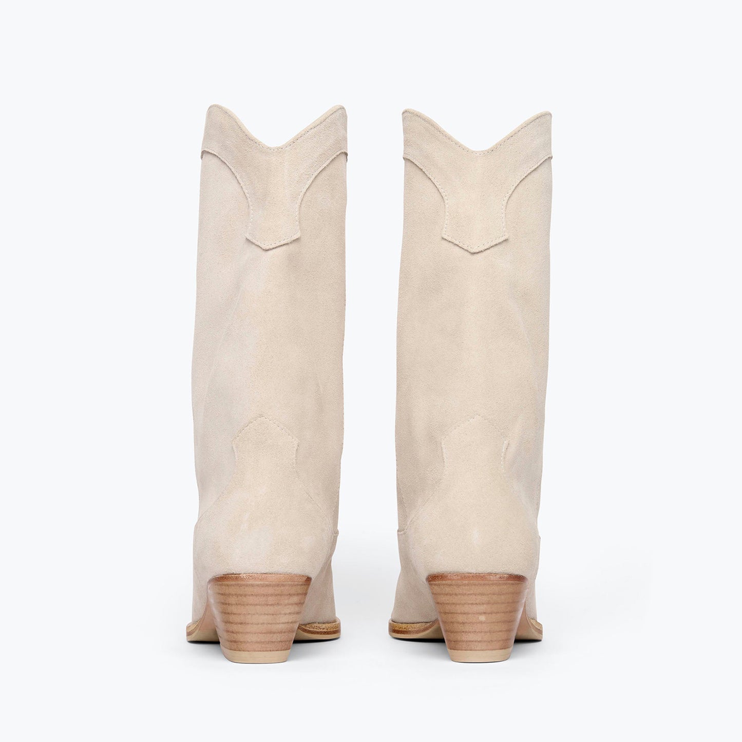 Beige Faux Suede Almond-Toe Chic Ankle Cowgirl Boots