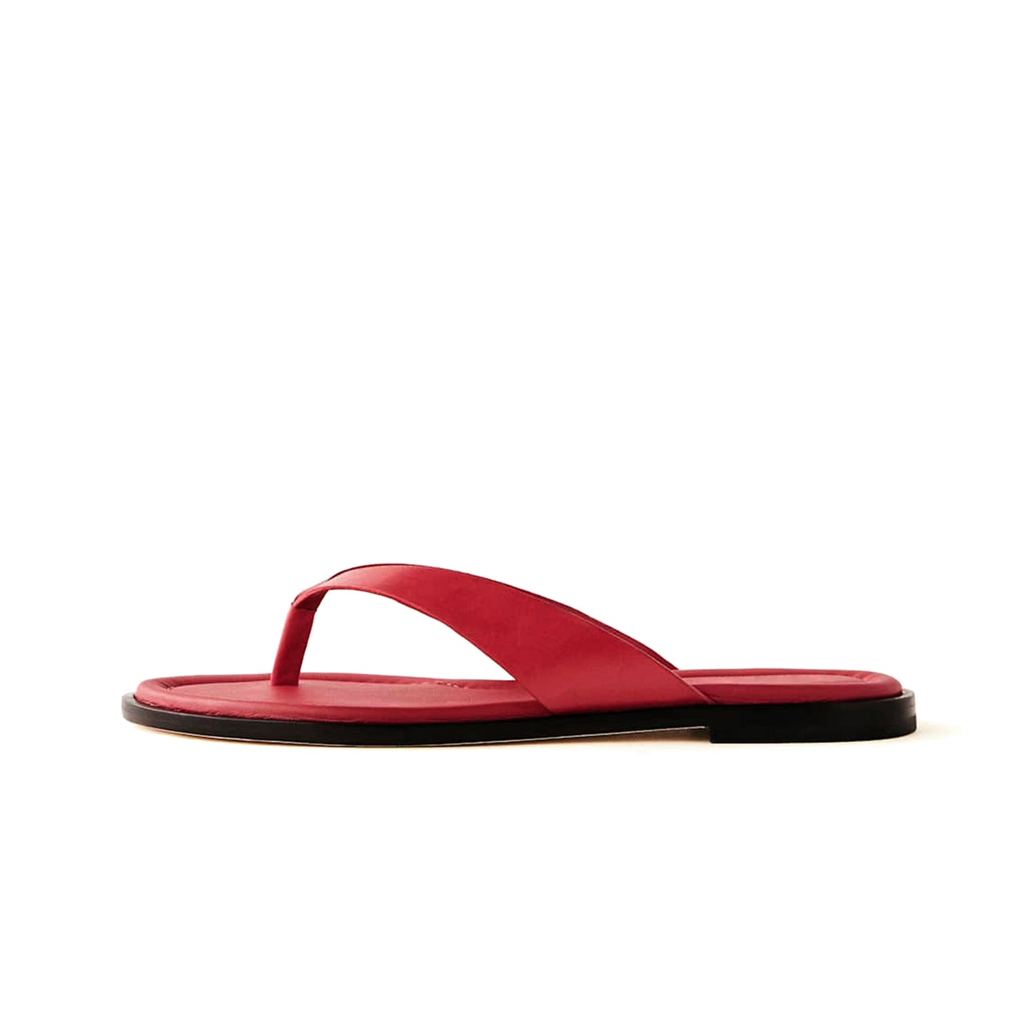 Red Round-Toe Flip-Flop Slip-On Sandals Flats