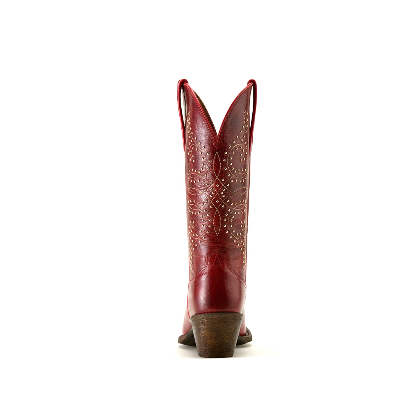 Red Square-Toe Studs Embroidery Mid Calf Cowgirl Boots