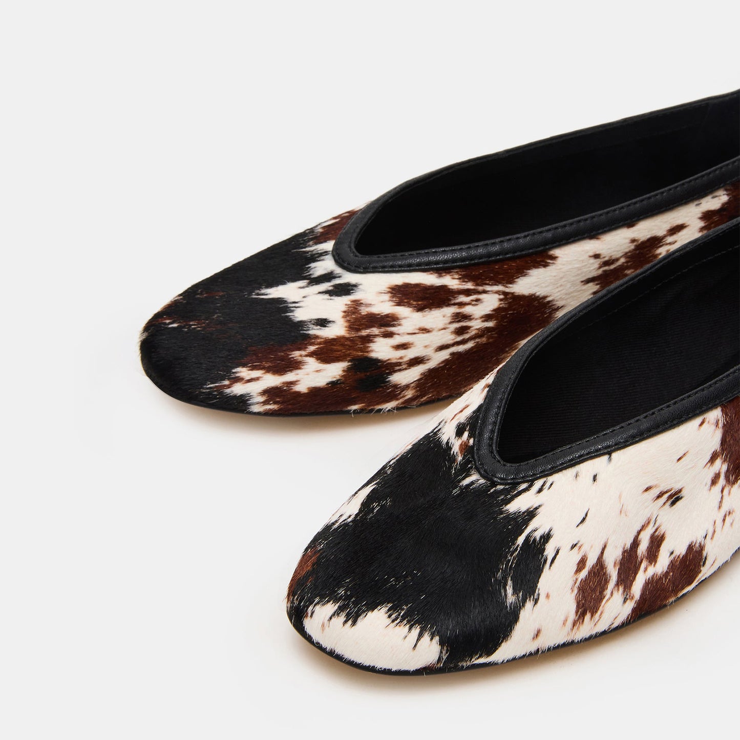 Cow Pony Hair Elegant Square-Toe Slip-On Flats