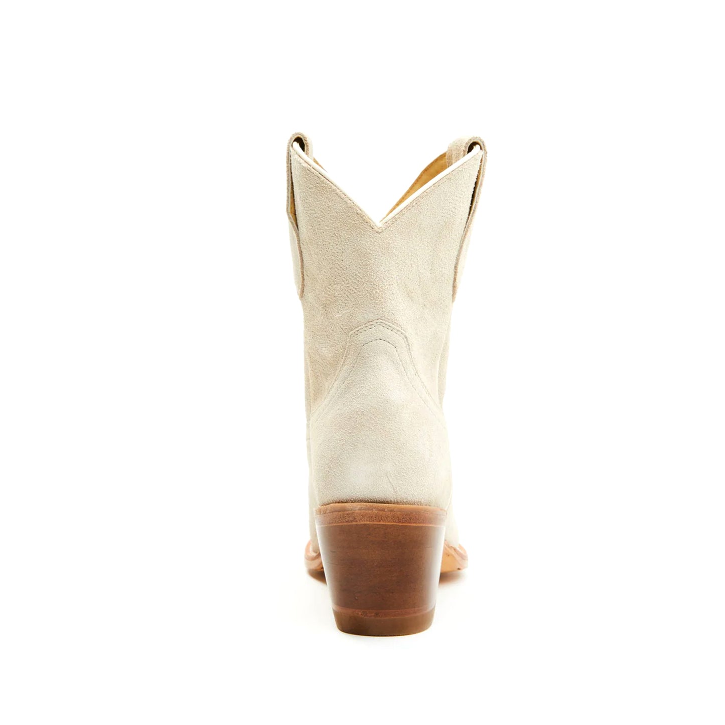 Ivory Faux Suede Almond-Toe Embroidery Ankle Cowgirl Boots
