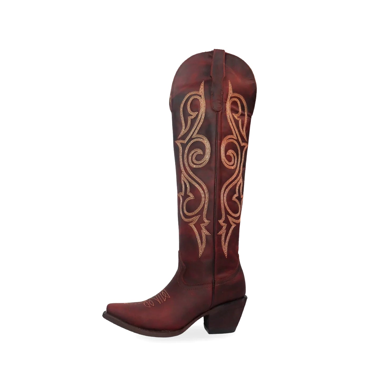 Brandy Snip-Toe Classic Embroidery Wide Calf Knee High Tall Cowgirl Boots