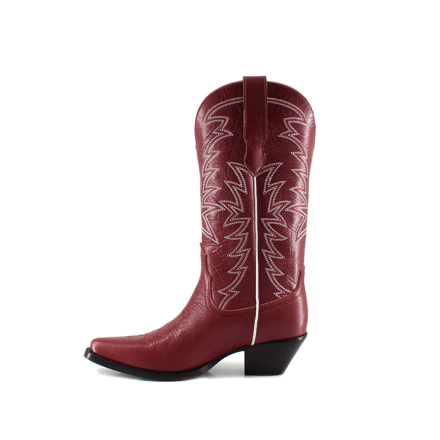 Red Snip-Toe Embroidery Western Mid Calf Cowgirl Boots