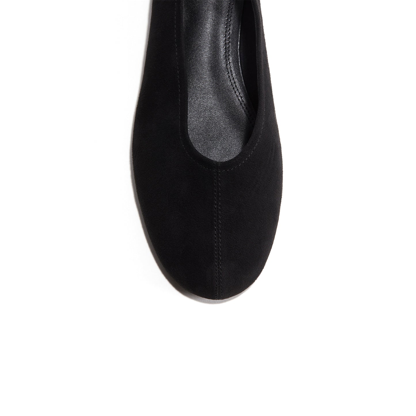 Black Faux Suede Round-Toe Ballet Chic Flats