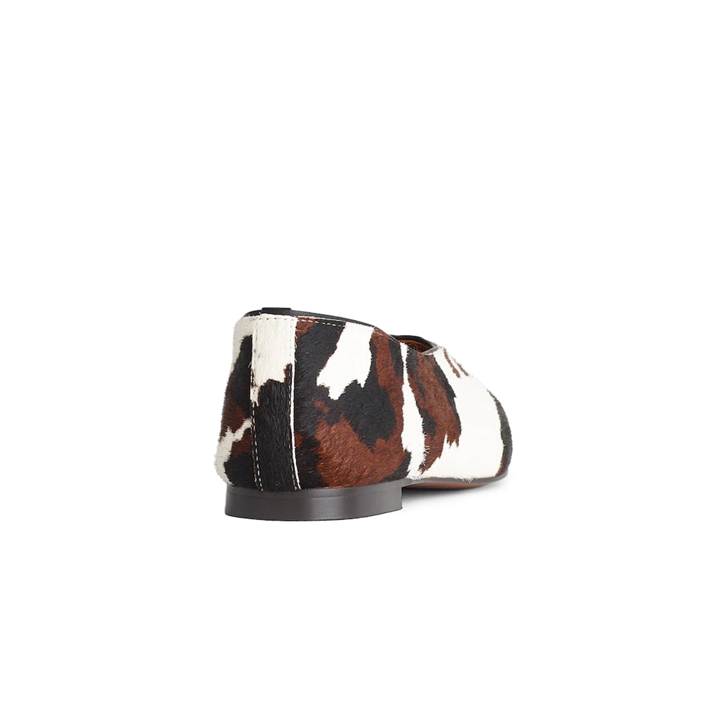 Cow Print Pony Hair Vegan Leather Square-Toe Ballet Flats