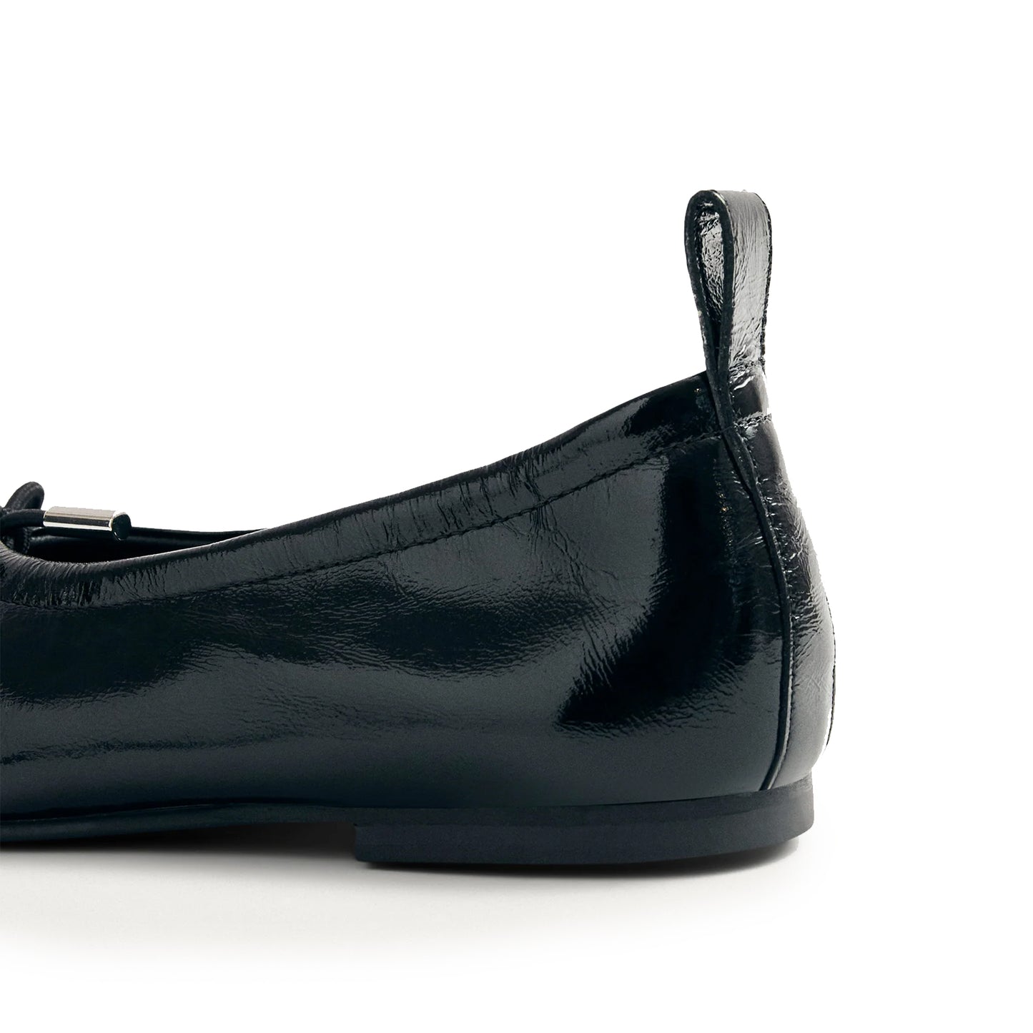 Patent Black Square-Toe Stretchy Ballet Flats